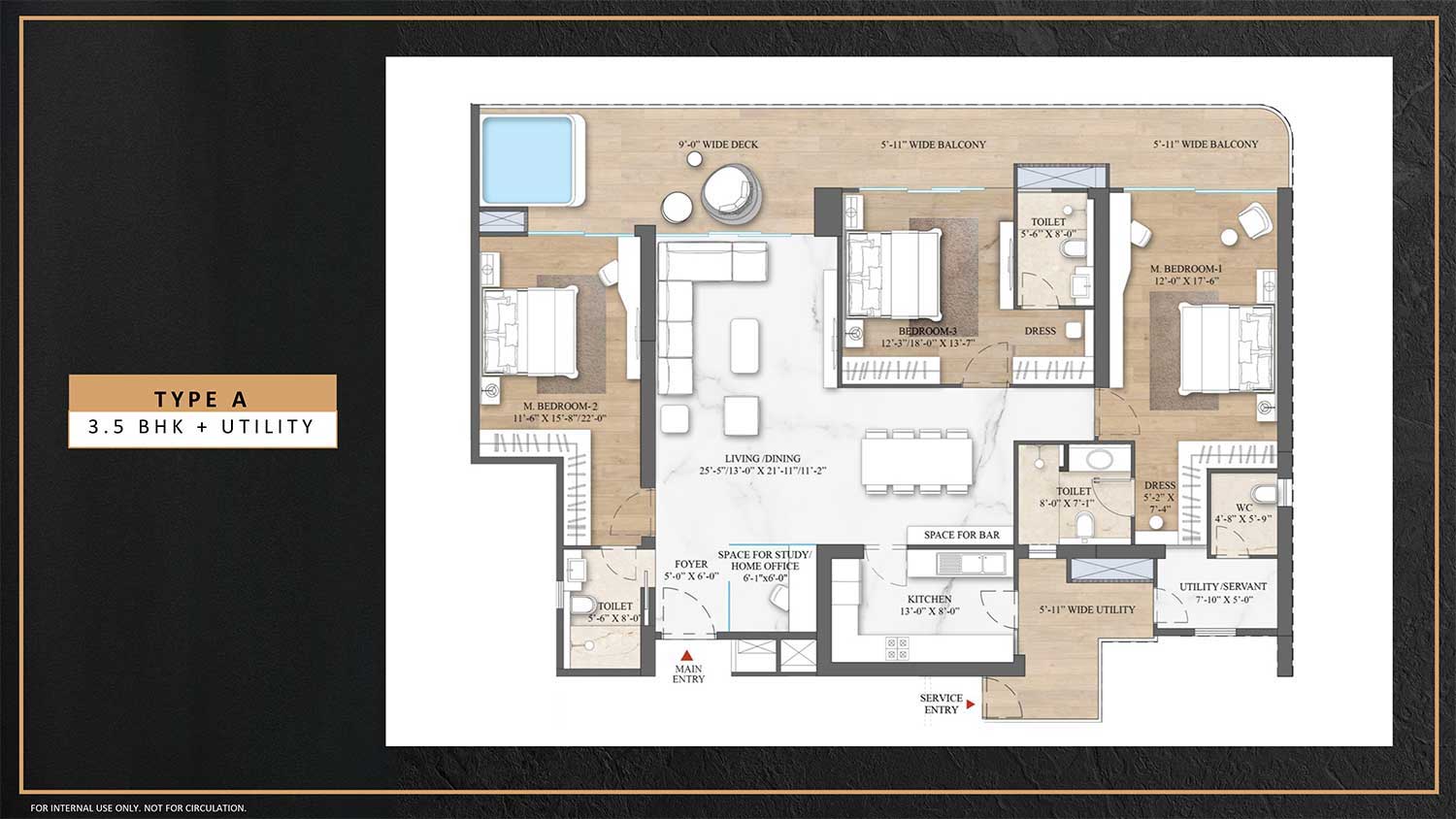 3 BHK Apartment Type 1 